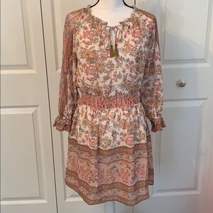 NWT  ANTHROPOLOGIE LOVE THE LABEL Boho Floral Tippy Border Dress Euphoria